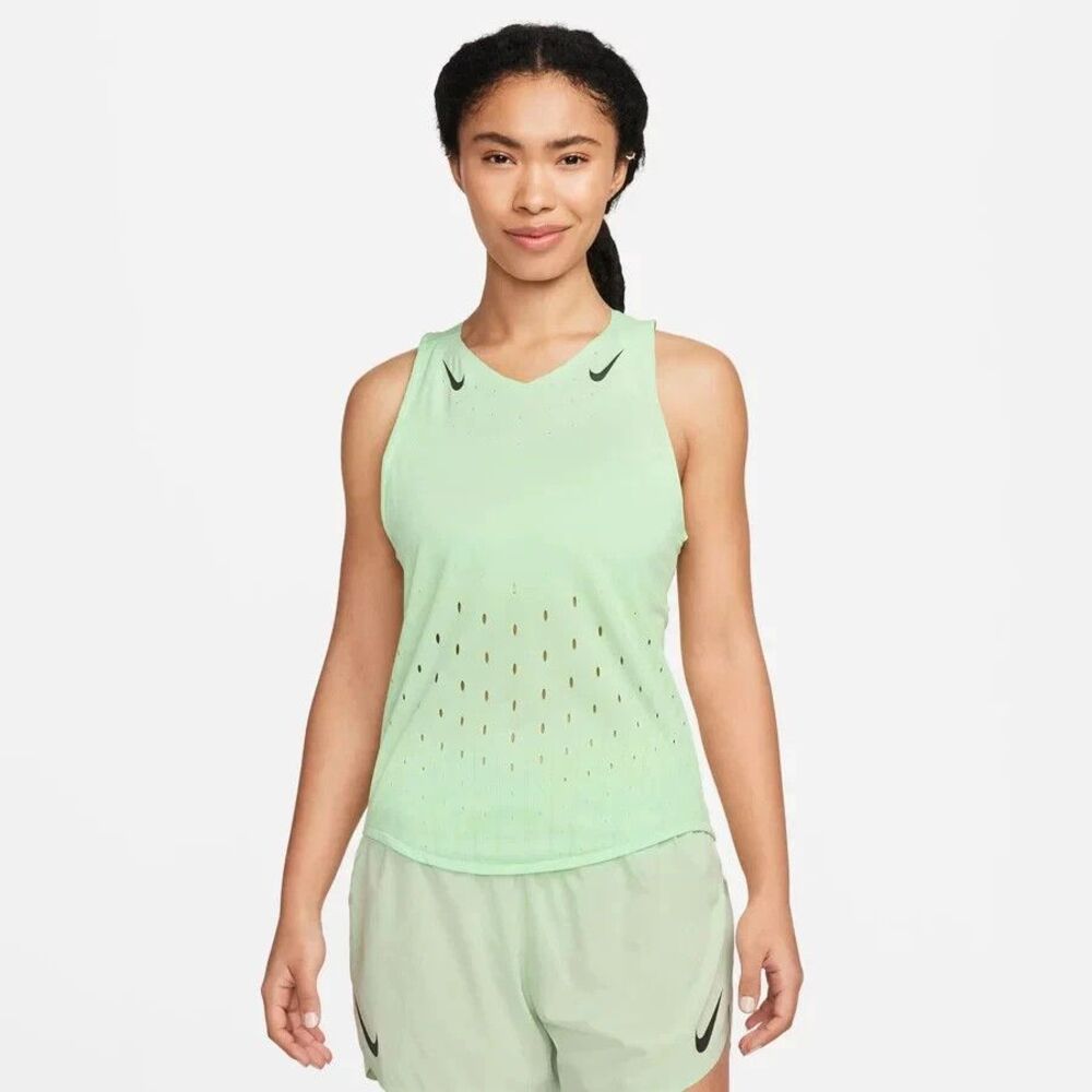 Nike Womens AeroSwift Dri-FIT ADV Running Singlet Size XL FN2504 376 Green NEW